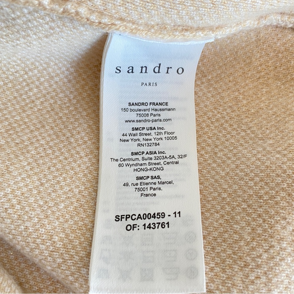 Sandro Argyle Jacquard Cardigan  Tan/White/Cream - Picture 13 of 16